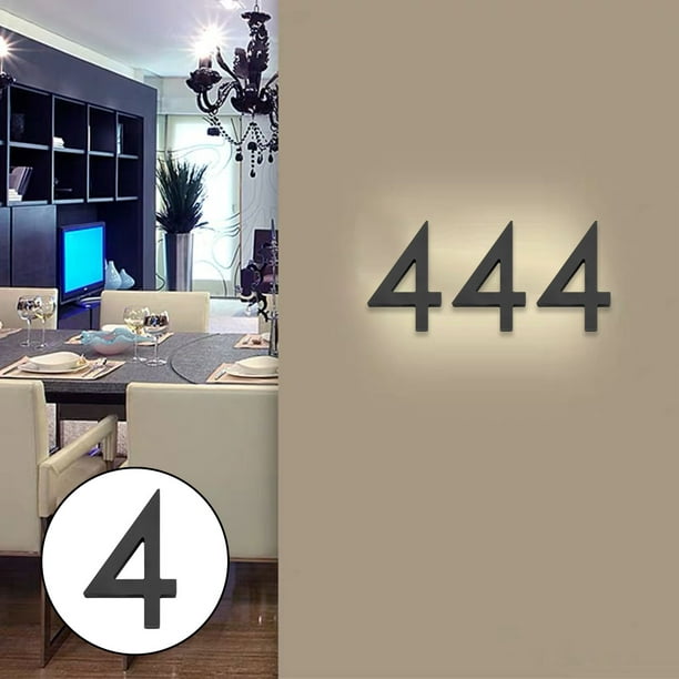 Números de casa (blanco) - Números de casa modernos de 5 pulgadas de altura  para puerta exterior Número de dirección con montaje flotante (4)