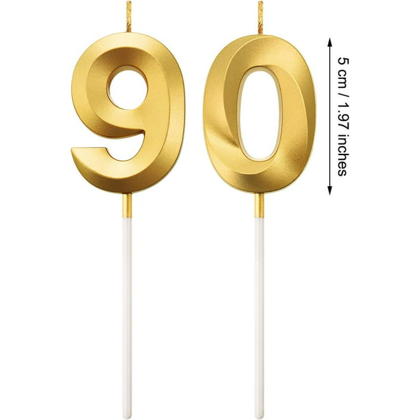 Vela dorada con número 50 cumpleaños, decoración  