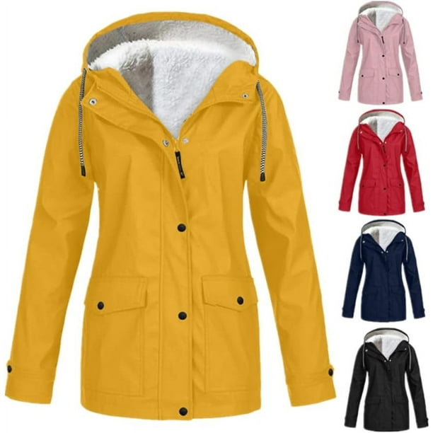 Cortavientos con forro polar para mujer, chaqueta ligera y cálida, para  deportes al aire libre, impermeable, con capucha y bolsillos