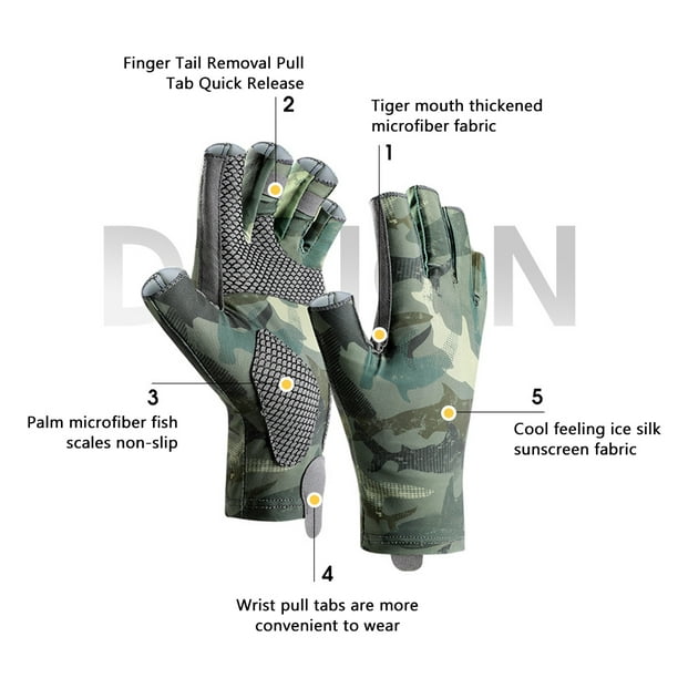 Guantes de pesca, protección UV, pesca sin dedos, guantes de protección  solar, guantes para el sol, diseño de próxima generación