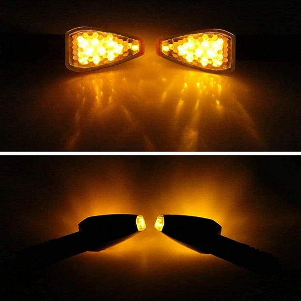 4 indicadores de motocicleta que fluyen luces direccionales intermitentes  indicadores de giro de motocicleta 12 V 14 bombillas LED para motocicleta