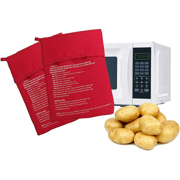 Paquete de 4 bolsas de patatas rojas para microondas, bolsa de papas  reutilizable, ideal para hornear papas en solo 4 minutos