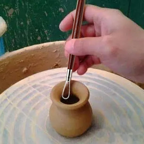 Herramientas de escultura de arcilla, herramientas de arcilla Herramientas  de cerámica Mango de madera Juego de doble cara para esculpir cerámica