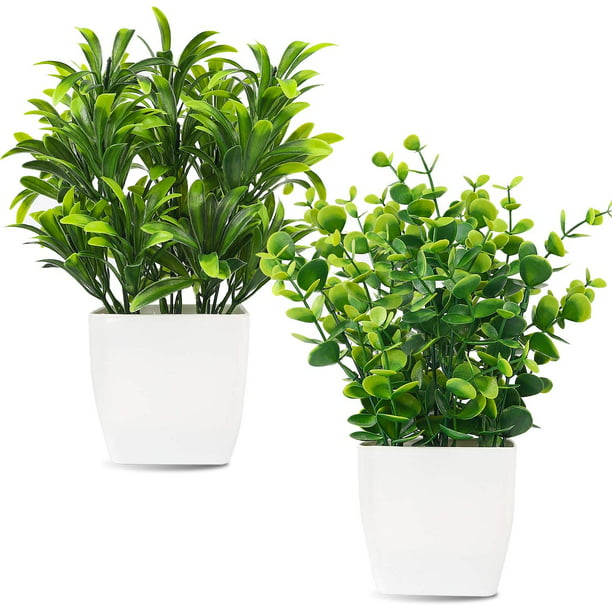 2 piezas Planta en maceta artificial , moderno de plástico Maceta pequeña  para plantas artificiales para casa adorno, Mode de Mujer