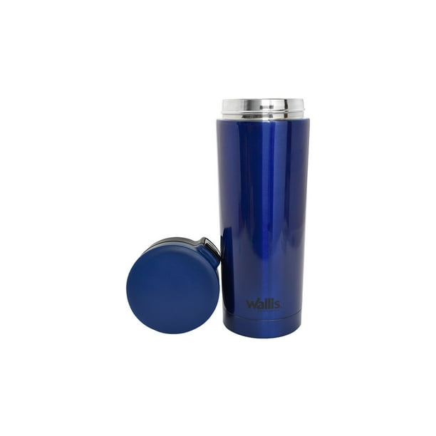 Botella termo con 350 ml de capacidad de color azul y 23 cm de alto. Termo  para bebidas con 350 ml de capacidad y 23 cm de alto.