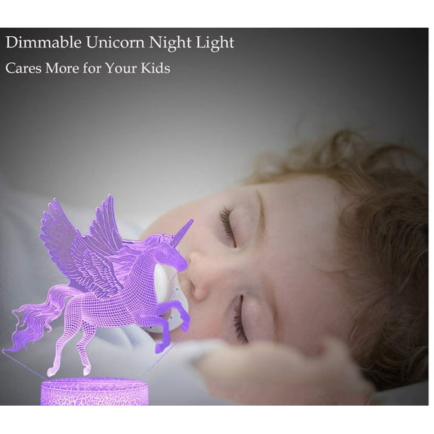 1pc Luz Nocturna Unicornio, Lámpara Nocturna 3D, Cambios De 7 Colores,  Decoración De Habitación, Regalos Para Niñas