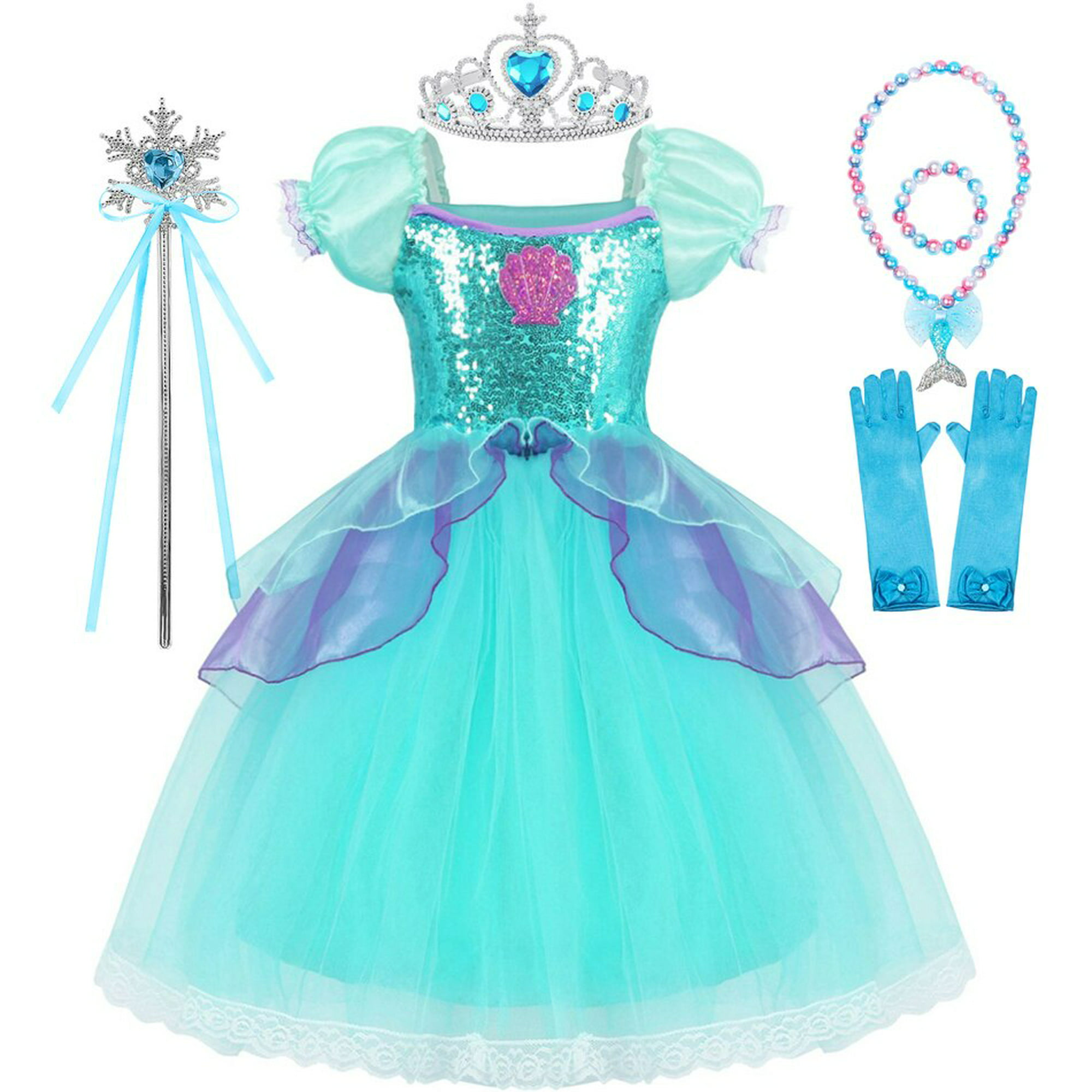Disfraz de La Sirenita Ariel para niñas, vestido de tul de princesa de  Disney, disfraz de Cosplay, r zhangyuxiang unisex