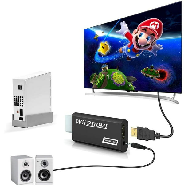 Adaptador convertidor de Wii a HDMI, conectar la consola Wii a la pantalla  HDMI