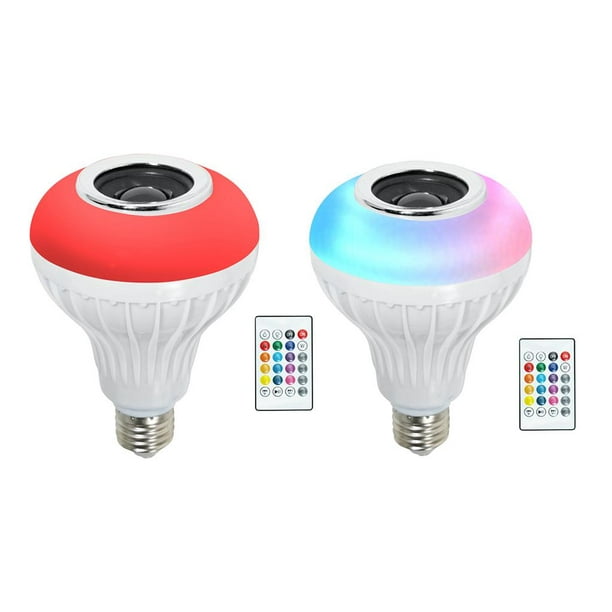 2x RGB Bombilla inalámbrica E27 / B22 6500K Lámparas de de sonido  decorativas jinwen Bombilla de música LED