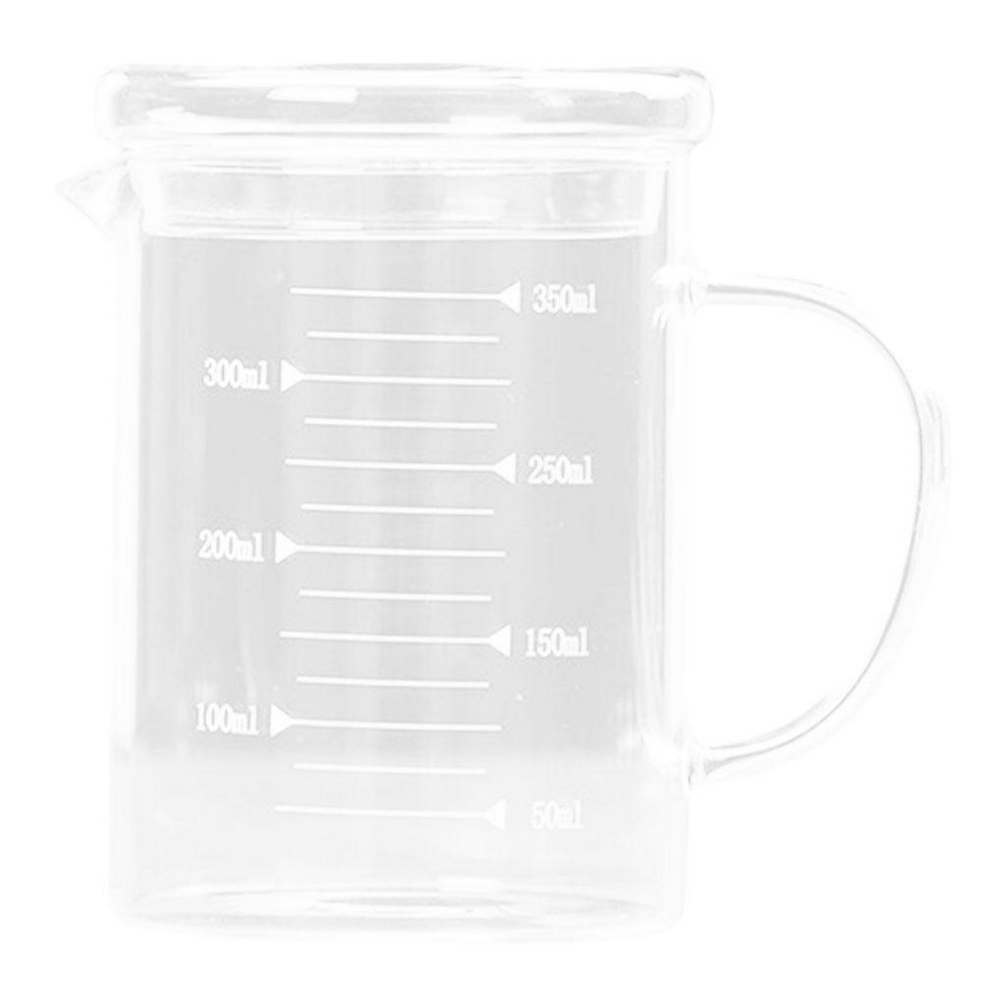 Vaso medidor de vidrio, boquilla en forma de V, resistente al calor, taza  medidora de escala de leche con tapa, para el hogar, cocina, hornear, café
