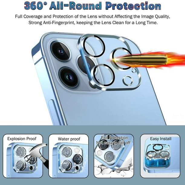 Protector de pantalla de vidrio para iPhone13, iPhone 13 Pro, iPhone 13 Pro  Max Protector de lente de cámara, película de vidrio templado de pantalla  completa, HD - Sin burbujas - Resistente