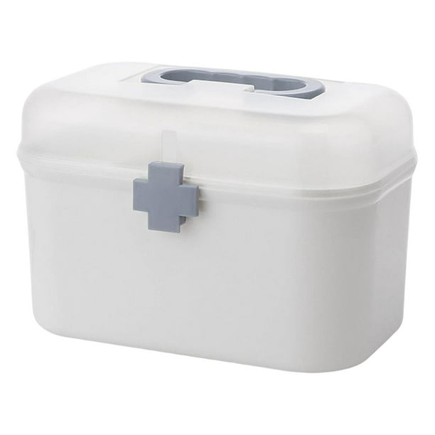 Contenedor de primeros auxilios de gran capacidad Organizador de plástico  Caja de almacenamiento de medicamentos 3 capas Familia Píldora  multifuncional de emergencia # 39; caja