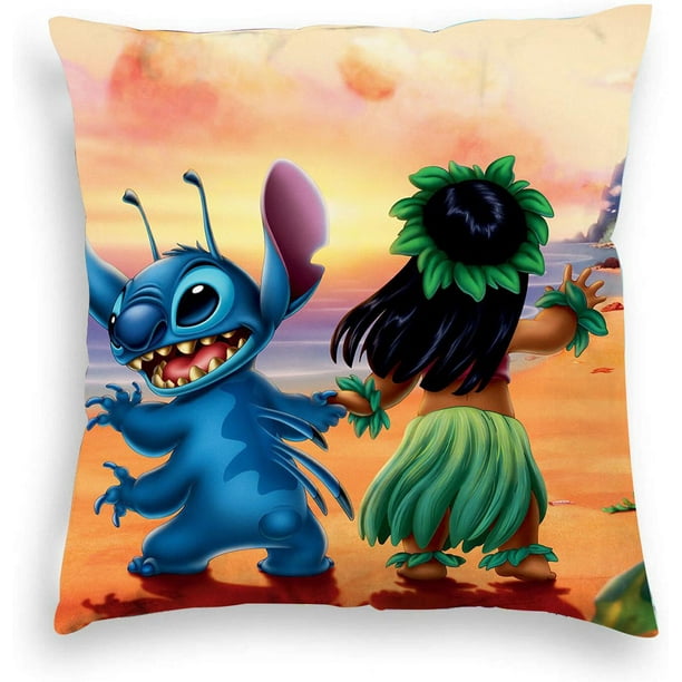 Disney-almohada de felpa con dibujos animados de Lilo & Stitch