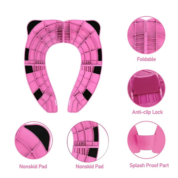 Orinales de viaje, cubierta de asiento de orinal para niños pequeños  Asiento de orinal portátil de viaje para niños Almohadilla de asiento de  inodoro plegable antideslizante Ormromra 221302-1