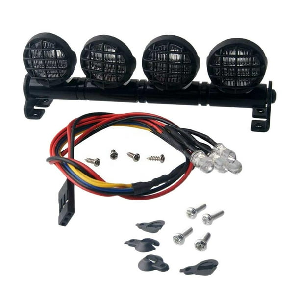  Barra de luz de techo RC, barra de luz LED RC súper brillante,  universal 24 cuentas LED RC para coche, barra de luz LED de metal, luces de  techo para 1/8