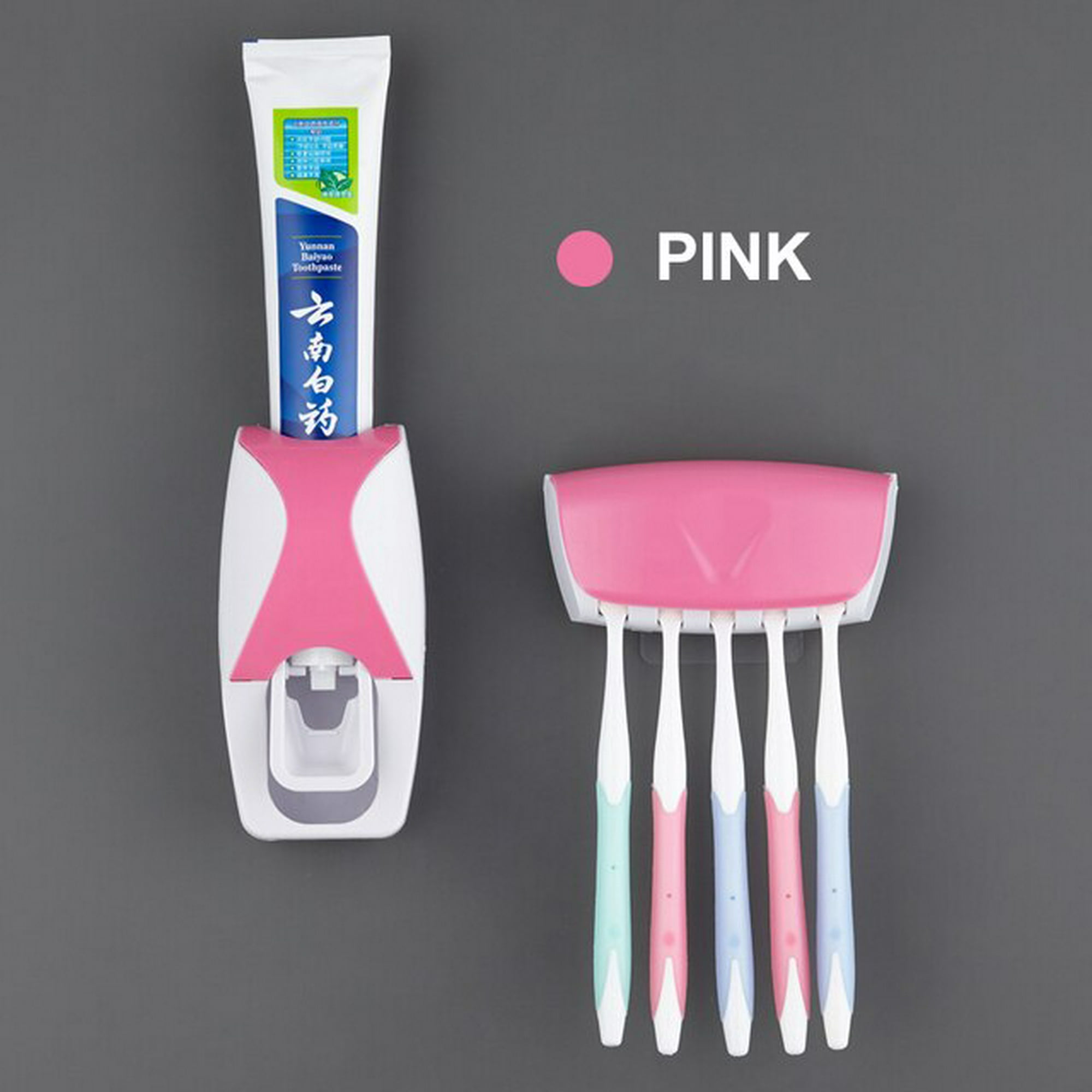 Dispensador de pasta de dientes, soporte para cepillos de dientes montado  en la pared, a prueba de polvo, manos libres, exprimidor automático de  pasta