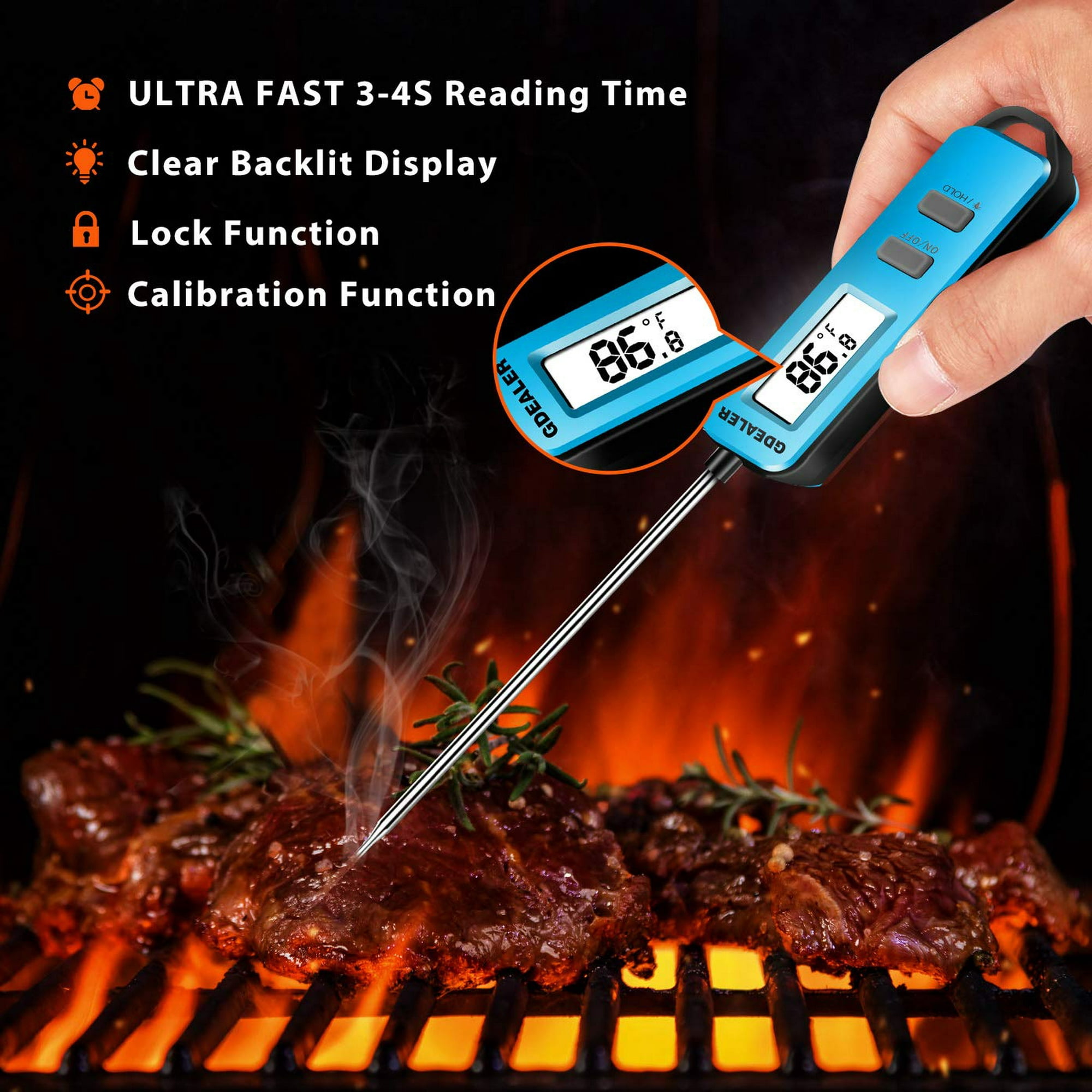 Termómetro digital de carne para cocinar: sonda de horno, termómetro de  temperatura de lectura instantánea, parrilla y freír, freír, aceite,  barbacoa