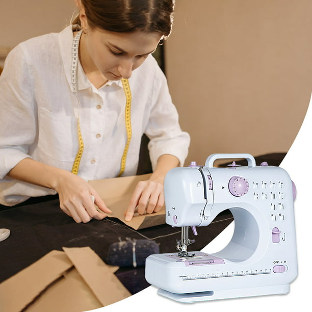 Mini máquina de coser portátil pequeña de 2 velocidades y 12 puntadas,  máquina de coser eléctrica para el hogar con pedal para principiantes,  costura