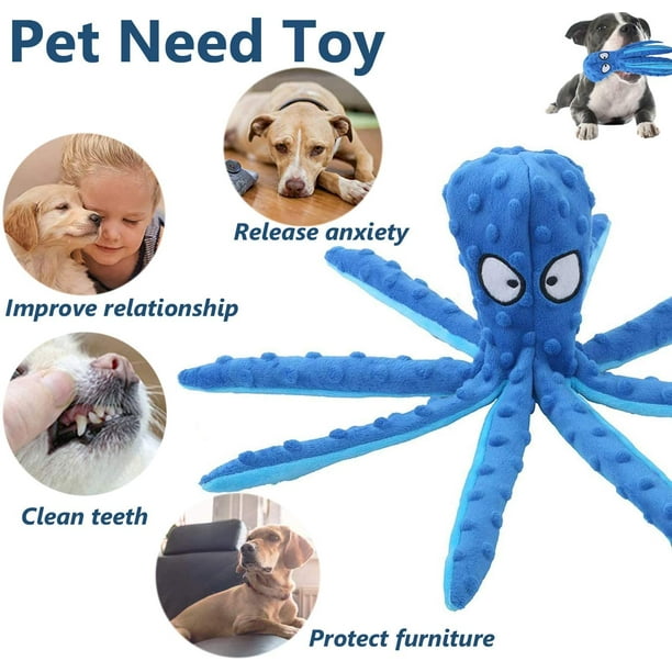  Juguete chirriante de pulpo mediano para perros, goma natural  (látex), sin plomo, sin químicos, cumple con los mismos estándares de  seguridad que los juguetes para niños, suaves y chirriantes : Productos