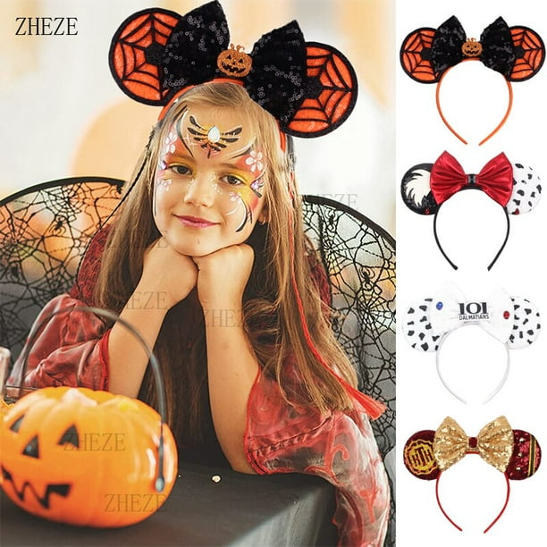 Diadema con orejas de ratón de Disney para niña, Diadema con lazo de  lentejuelas para Halloween, accesorios para el cabello para fiesta de  Cosplay, 2023 Fivean unisex
