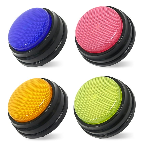 Caja de voz Botón parlante grabable con función LED Recursos de aprendizaje  Zumbadores Naranja + Azul + Verde + Rosa