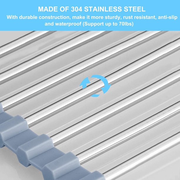 Escurridor de platos enrollable, estante de secado de platos sobre