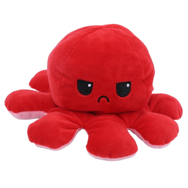 Peluche pulpo reversible de doble cara 20 cm - rosa claro + rosa