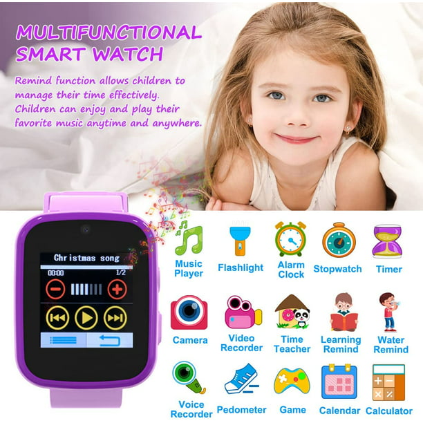 Reloj inteligente para niños, regalo para niñas de 6 a 8 años, reloj para  niñas y niños de 8 a 10 años con cámara de vídeo, reproductor de música