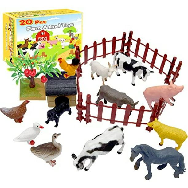 Figuras de animales, juguetes de animales grandes, 8 piezas de figuras de  animales de granja, juguetes de animales de plástico realistas, juego de