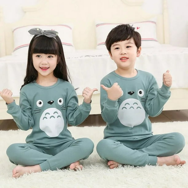 Conjuntos de pijamas de algodón para niños y niñas, traje de manga