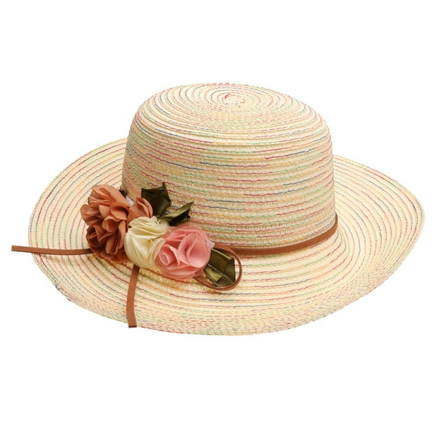 Sombreros De Paja Gorra De Mujer Sombrero para El Sol para Mujer, Sombreros  Florales De ala Ancha, Flores De Perlas, Viseras Flexibles, Gorras De