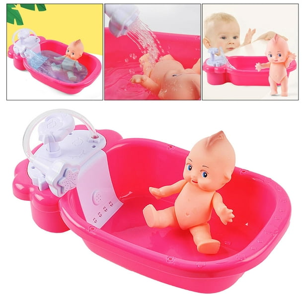 deAO Juego de baño para muñecas recién nacidas, bañera de trabajo real con  spray de ducha desmontable, juego de regalo de juguete para niños de más de