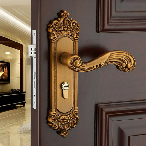 Manija de puerta para puertas internas y externas, juego de 2 cerraduras de  baño de peltre en plato. Palancas de diseño elegante para puertas