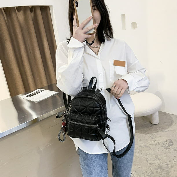 Comprar Mini mochila de cuero PU informal y sencilla para mujer, bolsos de  viaje, mochilas pequeñas, mochilas para estudiantes