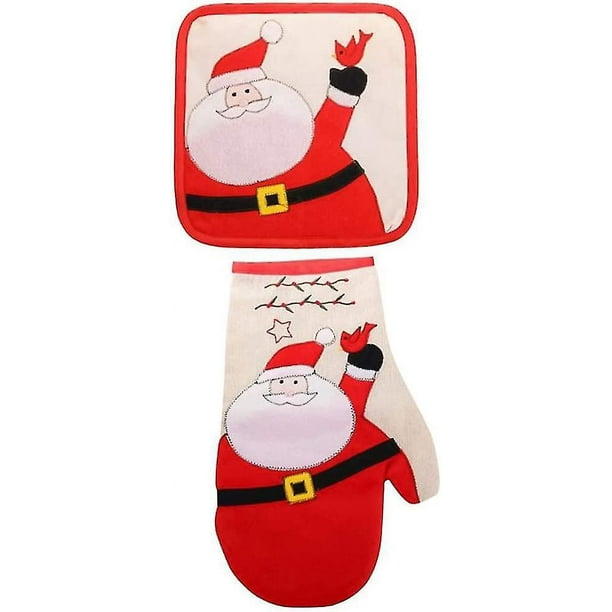 Comprar 1 Juego de guantes para hornear, guantes navideños con patrón de  dibujos animados, guantes para horno resistentes al calor con alfombrilla  para cocina casera