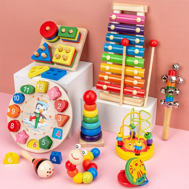 Rompecabezas de madera 3D Montessori para bebés, juegos educativos
