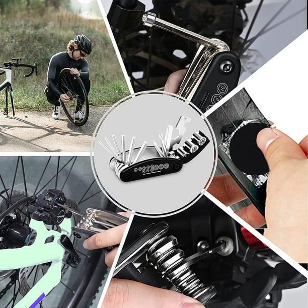 Multiherramienta para bicicleta, herramienta multifunción para bicicleta 16  en 1, kit de reparación de bicicletas, herramienta multifunción de bolsillo  JFHHH pequeña