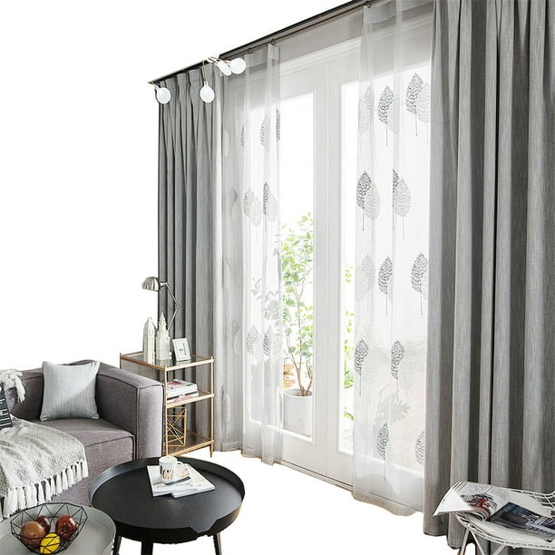 Paneles de cortinas transparentes de encaje blanco para sala de estar,  elegantes juegos de cortinas translúcidas filtrantes de luz para oficina (2