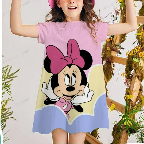 Nuevo vestido de princesa de verano para niñas vestido de manga corta dulce Disney Minnie Mickey Mouse estampado Vestidos ropa bebé ropa 5T Gao Jinjia LED | Bodega Aurrera en línea