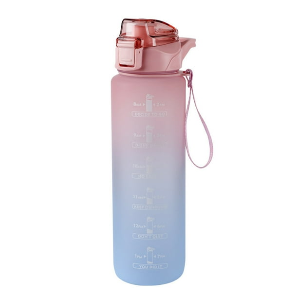 Botella de agua de gran capacidad de 1L vaso de paja Likrtyny de Color  degradado con marcador de tiempo hervidor deportivo para Fitness al aire  libre
