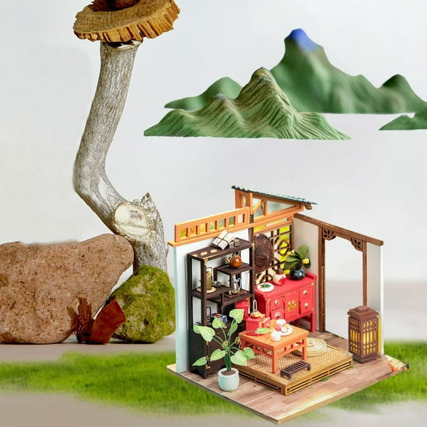 Casa de muñecas Silla mecedora de madera roja Rocker Miniatura 1:12 Muebles  a escala 1:12 -  México