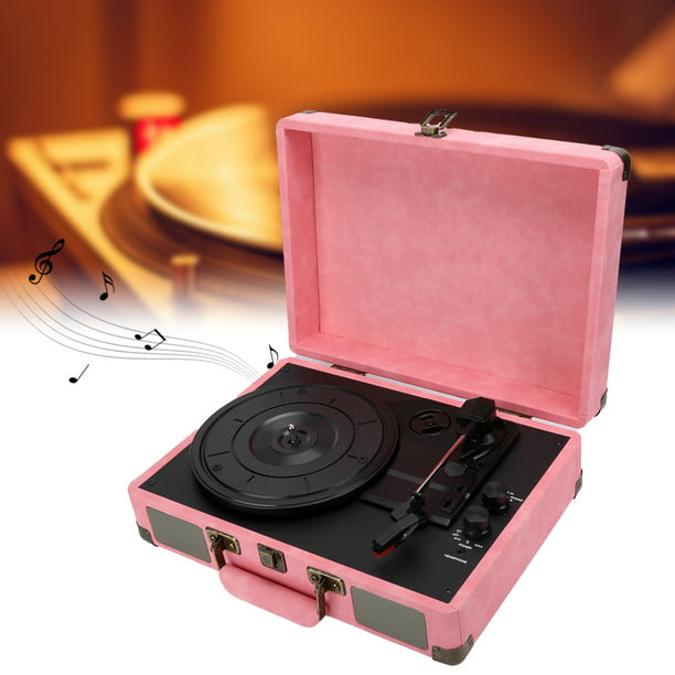 Tocadiscos Bluetooth vintage de 3 velocidades con altavoces integrados,  reproductor de vinilo portátil de maleta LP con grabación USB, reproducción  de