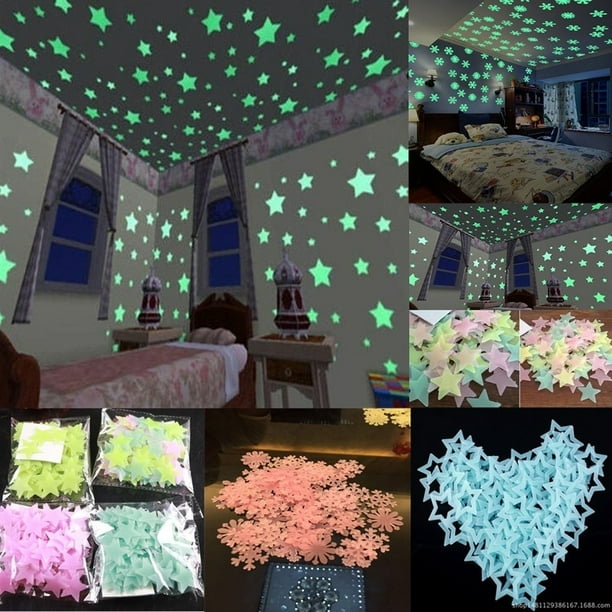 Comprar 50/100PC pegatinas de pared de estrellas fluorescentes que brillan  en la oscuridad para dormitorio de niños