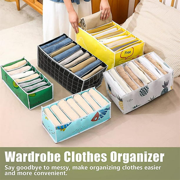Organizadores de cajones mejorados para ropa, organizador de ropa de  guardarropa, 9 rejillas (amarillo) Sincero Hogar