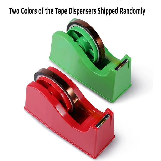 Dispensador de cinta de escritorio, paquete de 2, base antideslizante, con  3 núcleos de repuesto adicionales para dispensador de cinta (cinta no