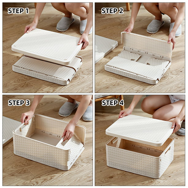 Pack de 2 Cajas Organizadoras con Tapa, Plastico, Diseño Transpirable (3,5  litros, Blanca)