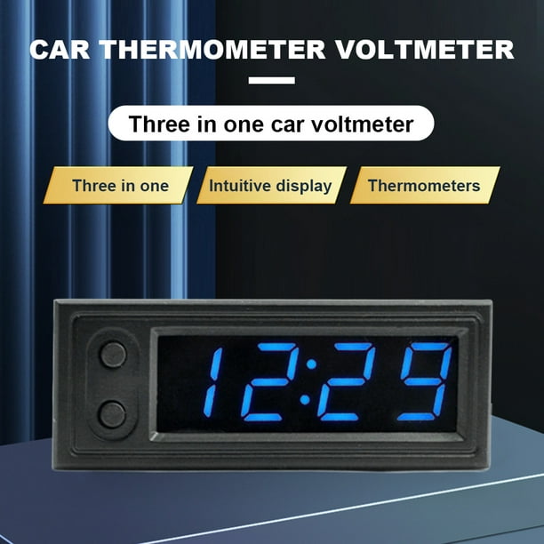 Voltímetro Del Termómetro Del Coche 3 in 1 Auto Thermometer Voltmeter 12V  Digitaluhr Spannungsprüfer Likrtyny Accesorios para autos y motos