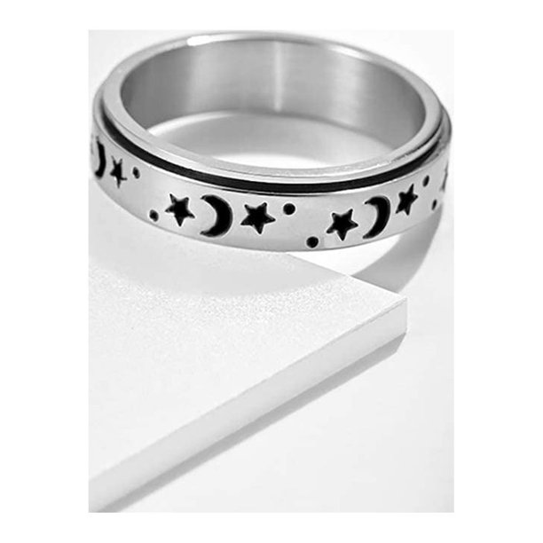 Anillos giratorios de acero inoxidable de titanio Luna y estrella