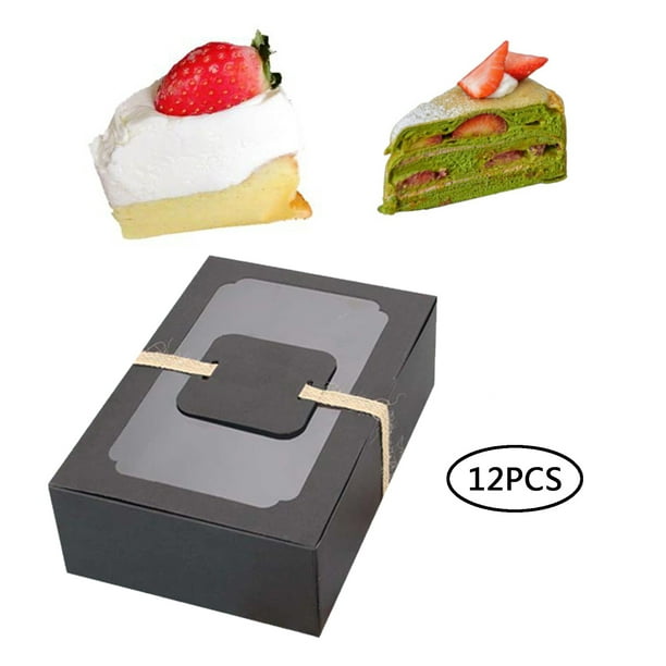 Cajas de papel Kraft para panadería - Paquete de 12 cajas de pastelería  individual con ventana transparente, rosquilla, mini tarta, rebanada de  tarta, Negro Sunnimix Caja de embalaje de papel Kraft