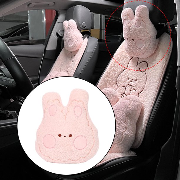 Accesorios universales para cojines de asiento de coche, protección para ,  protector de almohadilla de dibujos animados suave, transpirable y  respetuoso Respaldo Conejo 3D 